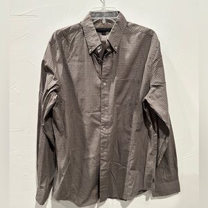 John Varvatos Men’s Plaid Olive Shirt, Size Large